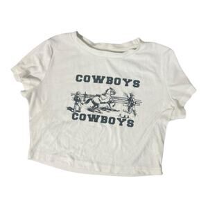 Shein Cowboys Cropped Rib Tee Size L